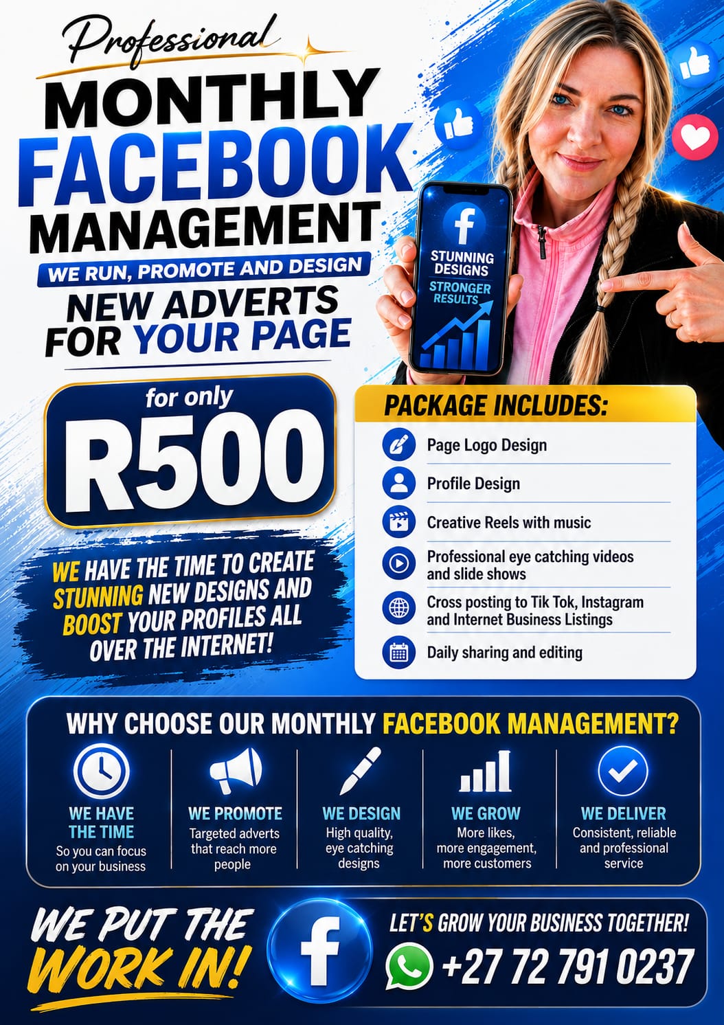 Monthly Facebook management service advert